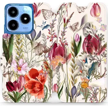 Pouzdro na mobilní telefon Flipové pouzdro Mobiwear - Realme C63 - MP01S Rozkvetlá louka (Knížkové flip pouzdro, obal, kryt na mobil Realme C63 - MP01S Rozkvetlá louka, materiál Umělá kůže + TPU - ochrana 360°, stojánek, silikonová vanička, magnetické zavírání)