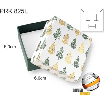 Dárková krabička Krabička na šperky. Materiál papír . Ozn. PRK 825L. Velikost 6x6cm. Barva Zeleno/Bílá se stromky