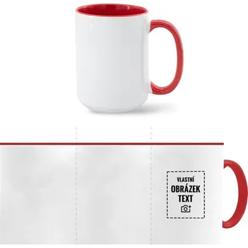 Bezvatriko.cz Keramický hrnek MAX - barevný vnitřek a ucho 450 ml červená