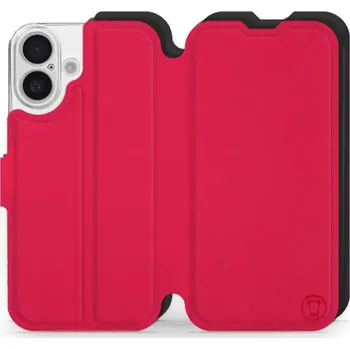 Pouzdro na mobilní telefon Flipové pouzdro Mobiwear Semiš - Apple iPhone 16 - Rudé & Černé (Knížkové semišové flip pouzdro, obal, kryt na mobil Apple iPhone 16 - Rudé & Černé, materiál semiš + TPU, ochrana 360°, stojánek, silikonová vanička, magnetické zavírání)