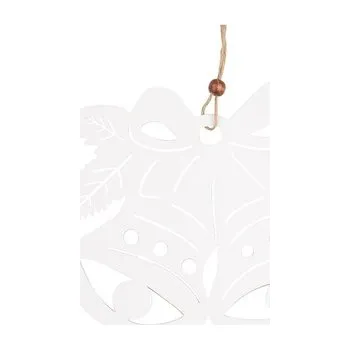 Vánoce Dřevěné zvonky na zavěšení bílé 15 cm