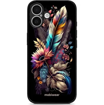 Lesklý kryt Mobiwear Glossy - Apple iPhone 16 - G011G Kytice s pírkem (Prémiové lesklé pouzdro, obal, kryt Mobiwear Glossy na mobil Apple iPhone 16 - G011G Kytice s pírkem, materiál Plast + TPU silikon - krytí po všech stranách, neošoupatelný potisk, tenk