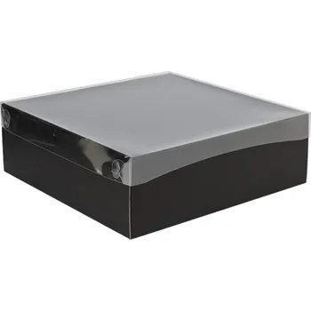 Dárková krabice s průhledným víkem 300x300x100 mm, černá