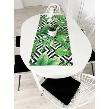 Prostěradlo Běhoun bílý, černý, odstíny zelené, odstíny žluté 100 x 50 cm