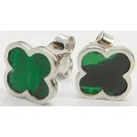 Klenoty Budín Dámské zlaté náušnice z bílého zlata se zeleným smaltem čtyřlístek 585/1,57gr HK2280 (Klenoty Budín Dámské zlaté náušnice z bílého zlata se zeleným smaltem čtyřlístek 585/1,57gr HK2280)