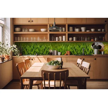 Fototapeta DIMEX | Fototapeta do kuchyně Fotbalový míč KI-420-038| 420 x 60 cm | zelená, bílá, černá + Samolepicí fototapeta za kuchyňskou linku DIMEX Fotbalový míč v šíři 420 cm