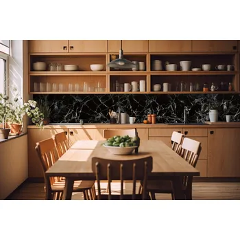 Fototapeta DIMEX | Fototapeta do kuchyně Černý mramor KI-420-155| 420 x 60 cm | černá, šedá + Samolepicí fototapeta za kuchyňskou linku DIMEX Černý mramor v šíři 420 cm