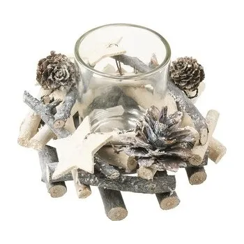 Svícen Svícen z větviček se skleněným kelímkem 13 cm