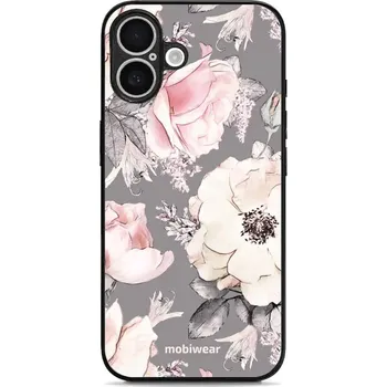 Pouzdro na mobilní telefon Lesklý kryt Mobiwear Glossy - Apple iPhone 16 Plus - G034G - Květy na šedém pozadí (Prémiové lesklé pouzdro, obal, kryt Mobiwear Glossy na mobil Apple iPhone 16 Plus - G034G - Květy na šedém pozadí, materiál Plast + TPU silikon - krytí po všech stranách,)
