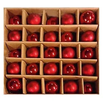 Sada skleněných baněk 2 cm, 25 ks, červené