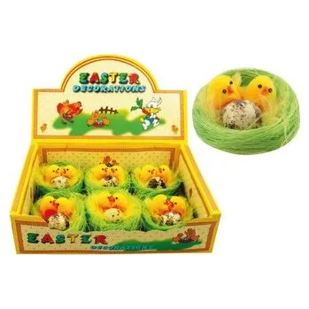 plyšák Kuřátka plyšová v zeleném hnízdě 6 cm, 6ks