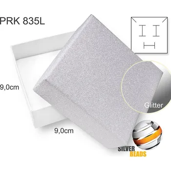 Dárková krabička Krabička na šperky. Materiál papír . Ozn. PRK 835L. Velikost 9x9cm. Barva Bílá/Stříbrná (třpytivá)