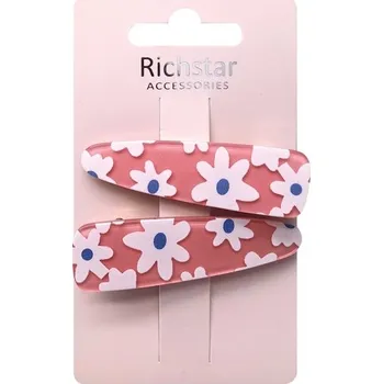 Sponky do vlasů růžové s květinkami, 2 ks