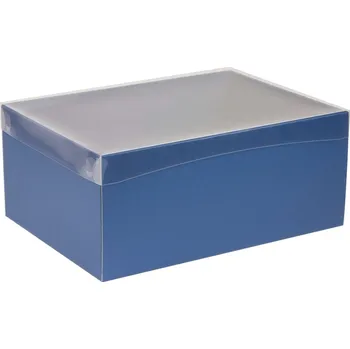 Dárková krabice s průhledným víkem 350x250x150/35 mm, modrá