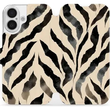 Pouzdro na mobilní telefon Flipové pouzdro Mobiwear - Apple iPhone 16 - VA53S Zebří (Knížkové flip pouzdro, obal, kryt na mobil Apple iPhone 16 - VA53S Zebří, materiál Umělá kůže + TPU - ochrana 360°, stojánek, silikonová vanička, magnetické zavírání)