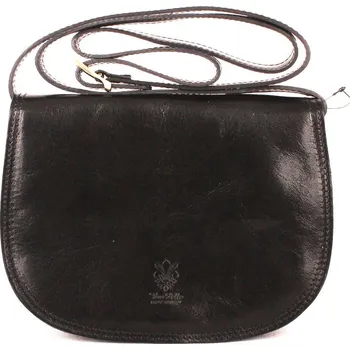 Kabelka Černá středně velká kožená crossbody kabelka no. 49