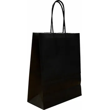 Dárková taška Papírová taška s krouceným uchem 180x80x220 mm, černá, 10 ks