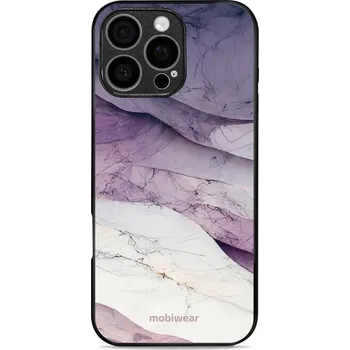 Pouzdro na mobilní telefon Lesklý kryt Mobiwear Glossy - Apple iPhone 16 Pro Max - G028G - Bílý a fialový mramor (Prémiové lesklé pouzdro, obal, kryt Mobiwear Glossy na mobil Apple iPhone 16 Pro Max - G028G - Bílý a fialový mramor, materiál Plast + TPU silikon - krytí po všech)
