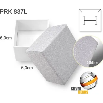 Dárková krabička Krabička na šperky. Materiál papír . Ozn. PRK 837L. Velikost 6x6cm. Barva Bílá/Stříbrná (třpytivá)