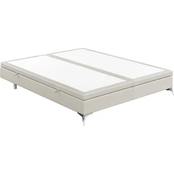 Postel Maison de Rêve Světle béžová čalouněná dvoulůžková postel FIR 200 x 200 cm s úložným prostorem