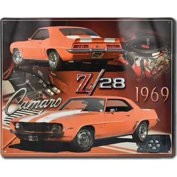 Plechová cedule Plechová cedule Chevrolet Camaro Z28 Orange 30 cm x 38 cm