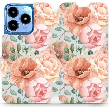 Pouzdro na mobilní telefon Flipové pouzdro Mobiwear - Realme C63 - MP02S Pastelové květy (Knížkové flip pouzdro, obal, kryt na mobil Realme C63 - MP02S Pastelové květy, materiál Umělá kůže + TPU - ochrana 360°, stojánek, silikonová vanička, magnetické zavírání)