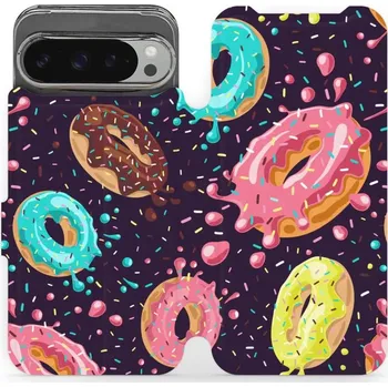 Pouzdro na mobilní telefon Flipové pouzdro Mobiwear - Google Pixel 9 Pro XL - VP19S Donutky (Knížkové flip pouzdro, obal, kryt na mobil Google Pixel 9 Pro XL - VP19S Donutky, materiál Umělá kůže + TPU - ochrana 360°, stojánek, silikonová vanička, magnetické zavírání)