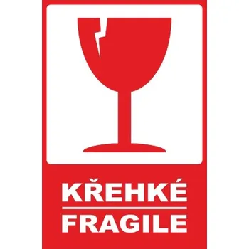 Speciální papír Výstražná papírová samolepicí etiketa KŘEHKÉ/FRAGILE 80x120, 500 ks