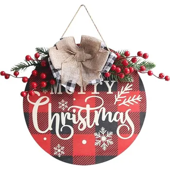 Věnec Vánoční dřevěná dekorace - závěsná