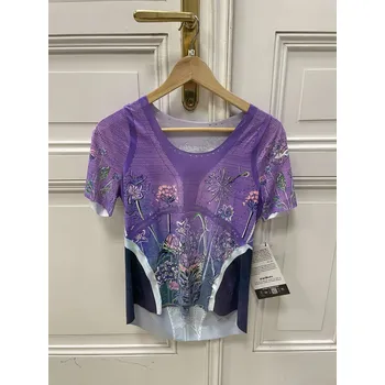 Dámské tričko Crazy běžecké tričko Voltage - dámské - fialová/motiv květin Velikost: XS