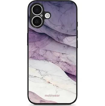 Pouzdro na mobilní telefon Lesklý kryt Mobiwear Glossy - Apple iPhone 16 Plus - G028G - Bílý a fialový mramor (Prémiové lesklé pouzdro, obal, kryt Mobiwear Glossy na mobil Apple iPhone 16 Plus - G028G - Bílý a fialový mramor, materiál Plast + TPU silikon - krytí po všech stranách,)