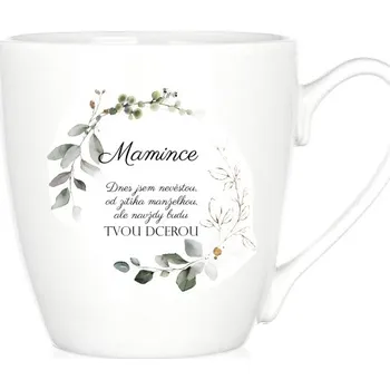 Svatební dekorace Dárek pro maminku nevěsty - keramický hrnek 300 ml eukalyptus