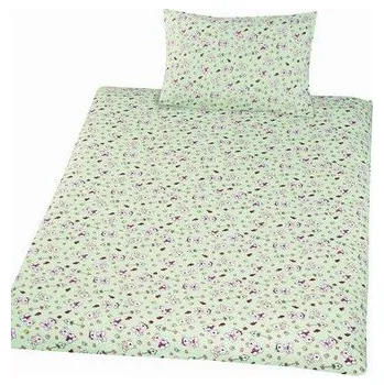 Dětský pokoj Hybler textil Povlečení bavlna do postýlky Méďa krmítko zelená 90x130, 45x60 cm