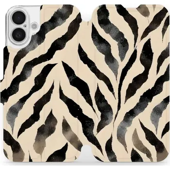 Pouzdro na mobilní telefon Flipové pouzdro Mobiwear - Apple iPhone 16 Plus - VA53S Zebří (Knížkové flip pouzdro, obal, kryt na mobil Apple iPhone 16 Plus - VA53S Zebří, materiál Umělá kůže + TPU - ochrana 360°, stojánek, silikonová vanička, magnetické zavírání)