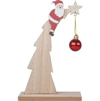 Vánoční dekorace Santa s baňkou na stromě na postavení 14 x 22 cm