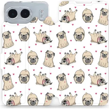 Pouzdro na mobilní telefon Flipové pouzdro Mobiwear - OnePlus Nord 4 5G - M097P Mopsíci (Knížkové flip pouzdro, obal, kryt na mobil OnePlus Nord 4 5G - M097P Mopsíci, materiál Umělá kůže + TPU - ochrana 360°, stojánek, silikonová vanička, magnetické zavírání)