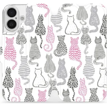 Pouzdro na mobilní telefon Flipové pouzdro Mobiwear - Apple iPhone 16 - MX01S Kočičí zádíčka (Knížkové flip pouzdro, obal, kryt na mobil Apple iPhone 16 - MX01S Kočičí zádíčka, materiál Umělá kůže + TPU - ochrana 360°, stojánek, silikonová vanička, magnetické zavírání)