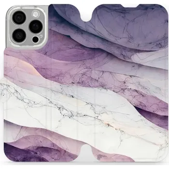 Pouzdro na mobilní telefon Flipové pouzdro Mobiwear - Apple iPhone 16 Pro Max - VP31S Bílý a fialový mramor (Knížkové flip pouzdro, obal, kryt na mobil Apple iPhone 16 Pro Max - VP31S Bílý a fialový mramor, materiál Umělá kůže + TPU - ochrana 360°, stojánek, silikonová vanička,)