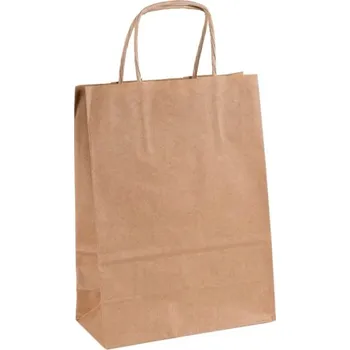 Dárková taška Papírová taška s krouceným uchem 140x80x210 mm, hnědá, 10 ks