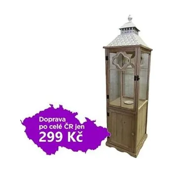 Lucerna Velká dřevěná lucerna se skříňkou 32,5 x 32,5 x 117 cm světle hnědá
