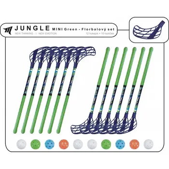 Florbalová hůl Set MPS Jungle Mini Green/Navy (12 hokejek)