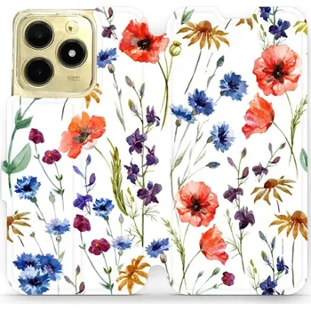 Pouzdro na mobilní telefon Flipové pouzdro Mobiwear - Realme C61 - MP04S Luční kvítí (Knížkové flip pouzdro, obal, kryt na mobil Realme C61 - MP04S Luční kvítí, materiál Umělá kůže + TPU - ochrana 360°, stojánek, silikonová vanička, magnetické zavírání)