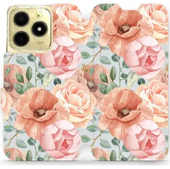 Pouzdro na mobilní telefon Flipové pouzdro Mobiwear - Realme C61 - MP02S Pastelové květy (Knížkové flip pouzdro, obal, kryt na mobil Realme C61 - MP02S Pastelové květy, materiál Umělá kůže + TPU - ochrana 360°, stojánek, silikonová vanička, magnetické zavírání)