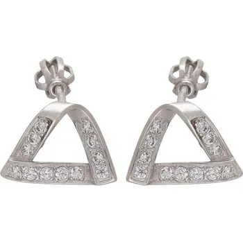 Náušnice Zlaton Náušnice bílé zlato trojúhelník s kameny 2.1g 000872508222