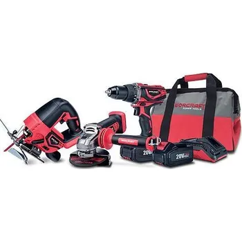 Set Worcraft WSET-03, S20Li ShareSYS, přímočará pila, úhlová bruska, šroubovák, nabíječka, 2x accu + brašna