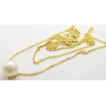 Řetízek Klenoty Budín Dámský zlatý náhrdelník s pohyblivou bílou perlou 585/2,22gr 45cm HK4055 (Klenoty Budín Dámský zlatý náhrdelník s pohyblivou bílou perlou 585/2,22gr 45cm HK4055)