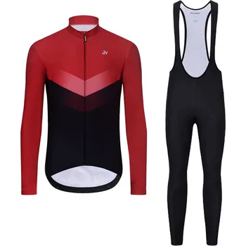 cyklistický dres HOLOKOLO Cyklistický dlouhý dres a kalhoty - ARROW WINTER - červená/černá
