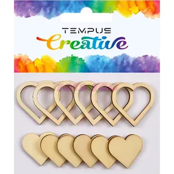 Výřezy dřevěné srdce 12ks