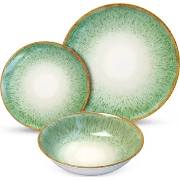 Talíř Luxusní sada 18 kusů keramických talířů GREEN