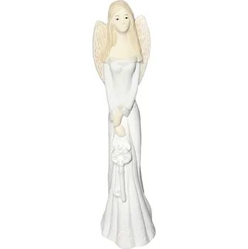 Vánoční dekorace IDARY Anděl s klíčem - bílý